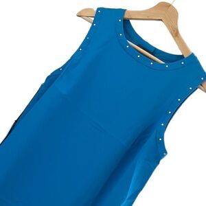 Susana Monaco Turquoise Sleeveless Silver Stud Shift Dress Size 10 NWT